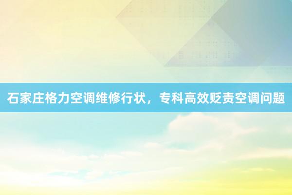 石家庄格力空调维修行状，专科高效贬责空调问题